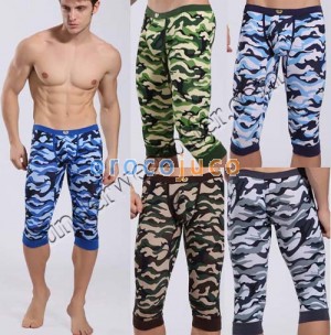 Sexy Men’s Super Low Rise Camouflage Soft Shorts Underwear Fifth Skinny Pants Leggings Underpants Gym Casual Sports Running Fifth Trousers