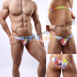 Cotton Men’s Sexy Bikinis Boxer Thongs Underwear Color Printed Mini Briefs MU1945