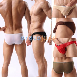 Men's Sexy See Through Mesh Low Rise Underwear Bulge Small Mesh Holes Briefs 6 Colors 3 Size Offer MU348