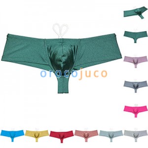 Men's Solid Swimwear Drawstring Cheeky Bum Briefs Brazilian Bikini Bottoms Underwear