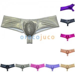 Men Shiny Metallic Cheek Underwear Boxer Briefs Sports Shorts Mini Bikini Trunks MUOR288