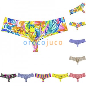 Men's Cheek Boxer Briefs Brazilain Bikini Colourful Swim Bottoms Boy Underwear