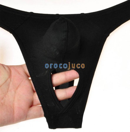 Hot Men's Balls Hole Thong Nuts Out Underwear Modal Pouch T-Back Modal Trunks Size M L XL Offer 5 Color Available MU415