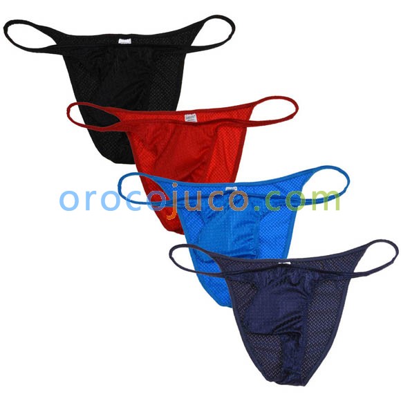Sexy Male Drawnwork Liquid Posing Trunks Men String-rib Cheeky Briefs Underwear MU76N