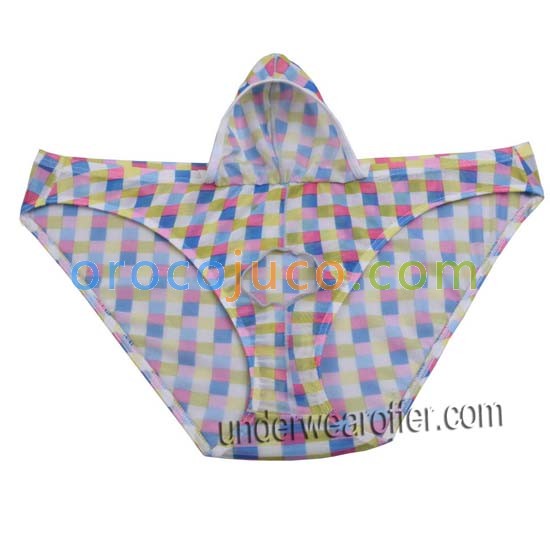 New Men's Plaids Mesh Briefs Underwear Male Balls Hole & Penis Pouch Guy Briefs MU222X