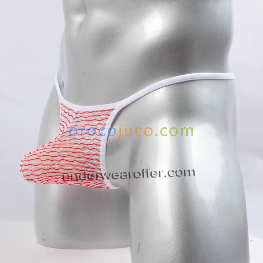 Mens Jacquard Mesh T-Back Underwear Sexy String Crotch & Bulge Pouch Micro Thong MU258X