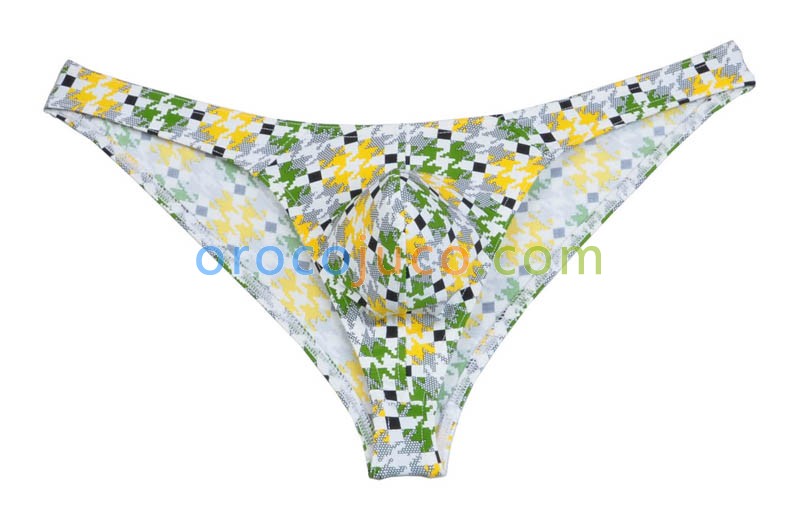 Men's Pouch Bikini Briefs Thong Bottom Brief Back Printed Spandex Underwear MUS206