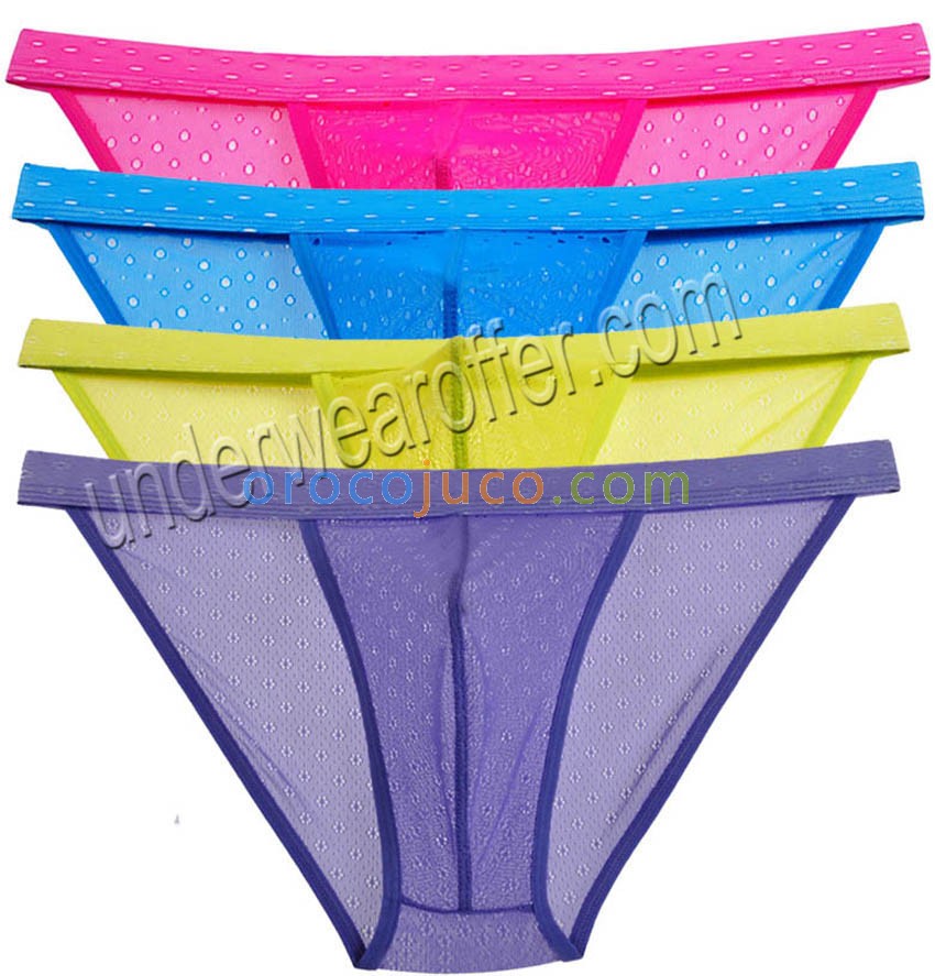 Mens Sheer Jacquard Lace Bikinis Pants Underwear Mesh Belt Open Side Mini Briefs MU243X