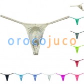 Men's Silk Shiny Bikini Thong Low Rise Underwear Touch Feeling Slim Pouch T-Back MUOR312