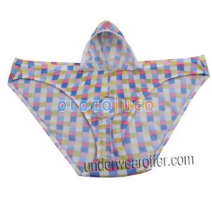 New Men's Plaids Mesh Briefs Underwear Male Balls Hole & Penis Pouch Guy Briefs MU222X