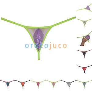 Men's Sheer Underwear Pouch T-Back Organdy Tangas Glass Yarn Bikini Thong Silky Thin G-String