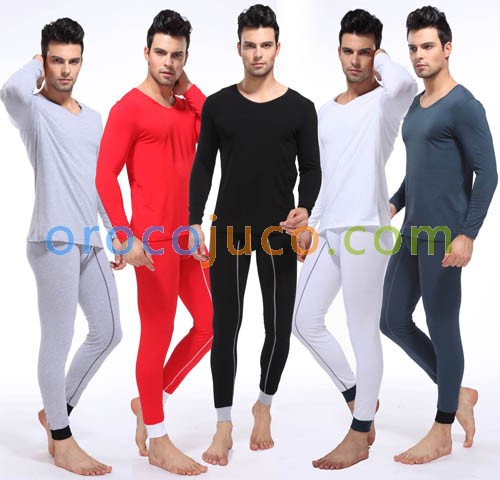 NEW Fashion Men’s Cotton Thermal Set Top & Bottom Underwear Long V-neck T-shirts & Long John 5 Colors Asia Size M L XL XXL AU363
