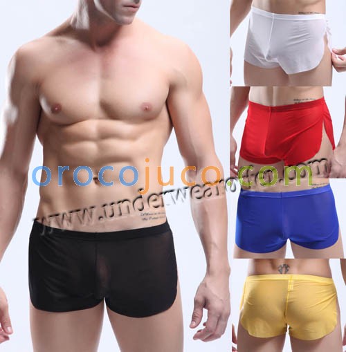 New Sexy Men’s See-through Mesh Thin Bottom Brief Underwear Sheer Sports Boxers  MU962