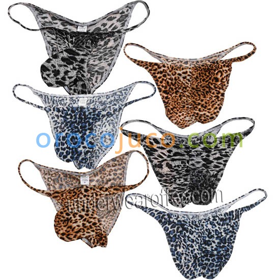 New Men's Leopard Posing Bikini Briefs Underwear Male Bulge Pouch Sexy Boxers Mini Pants MU04N