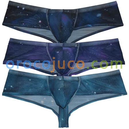 Men's Mesh Firmament Pouch Boxers Bikini Athletics Half Cover Back Underwear