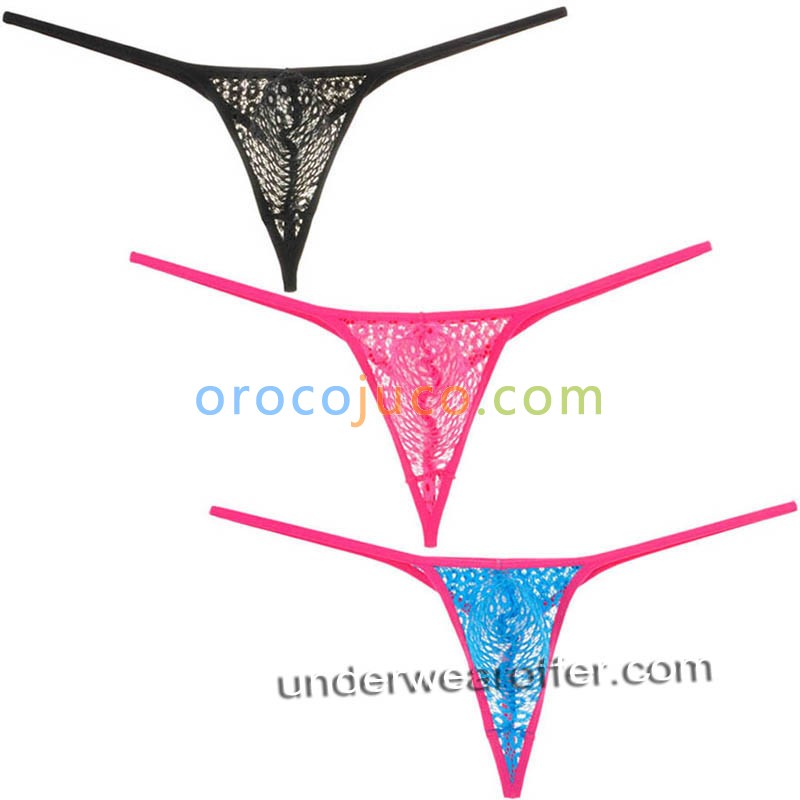 Sexy Pouch String Micro Thong Men Tanga See-through Lace Bikini T-Back Underwear MU229X
