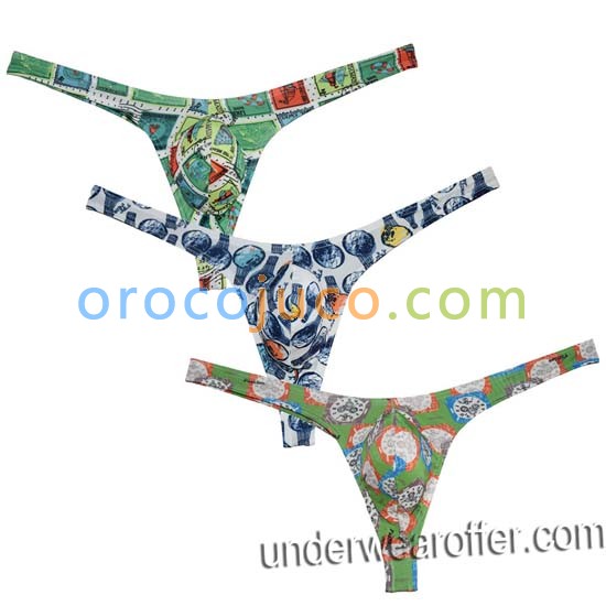 Men's Colorful T-Back Comfy Tangas Underwear Sexy Guys Bulge Pouch Bikinis Thong MU774