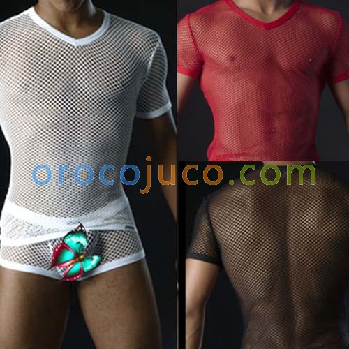 Sexy Mens big Mesh Underwear Short sleeve T-shirt MU78