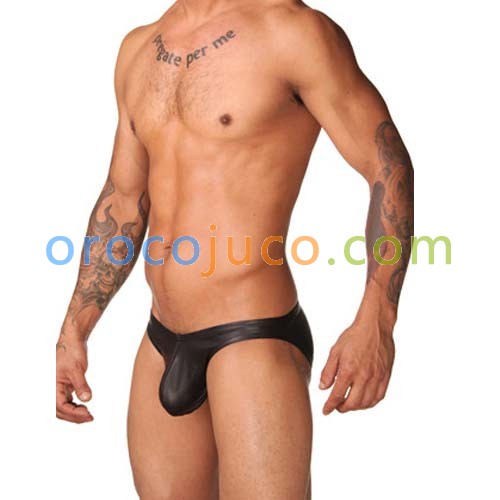 Black Mens sexy Faux leather shorts briefs pants MU98