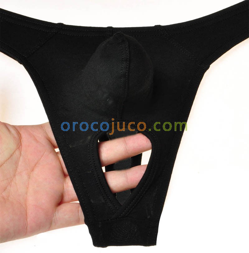 Hot Men's Balls Hole Thong Nuts Out Underwear Modal Pouch T-Back Modal Trunks Size M L XL Offer 5 Color Available MU415