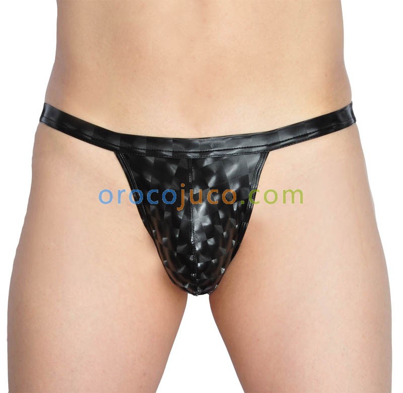 Cool Shiny Men's Pouch Mini Briefs Leather Like Thong Underwear Open Side Briefs MU429X
