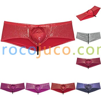 Men's Shiny Ice Silk Thong Boxers Wet Look Soft & Elast Cheeky Briefs Underwear