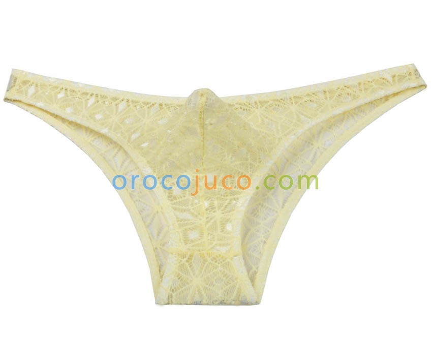 Men Jacquard Lace Bikini Brief Pouch Underwear Diamond Solid Thong Briefs Pants MU246X