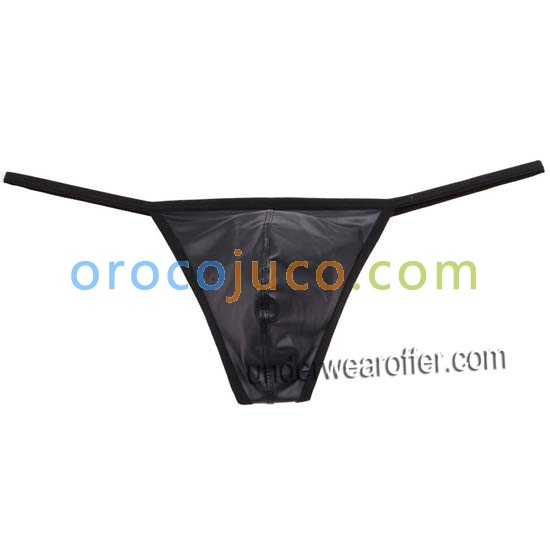 Men's Leather Like Tangas Underwear Male Low-rise Jockstrap Elastic String Thong  MU83X
