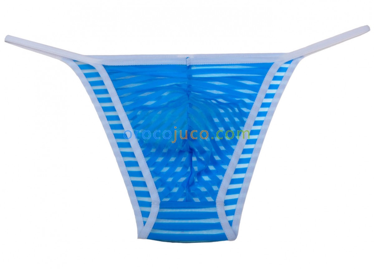New Men's Border Mesh Striped Briefs Spun Yarn Bikini Brief Underwear Pouch Open Side Fitness Wear MU403