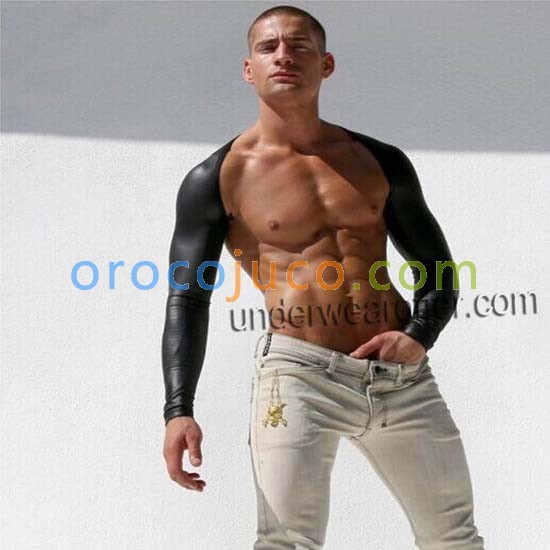 New Men's Leather Like Hollow Arm Sleeves Shrug With Breath Holes Black M L XL MU911