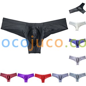 Men's Shiny Silk Mini Bikini Boxer Briefs Underwear Enhance Pouch Bikini Boxers