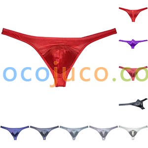 Men's Shiny Bikini Thong Enhance Pouch Low-rise Booty Exotic Panties Underwear