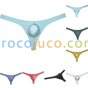 Men's Check Thong Underpants Soft Pouch Enhancing Bikini Hipster T-back Underwear