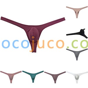 Men's Pouch Thong Underpants Soft Elastic Bikini Skin Feel T-back Underwear