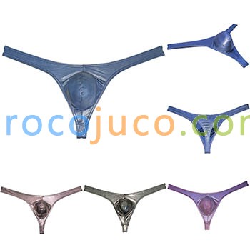 Men's Shiny Metallic Bikini Bulge Pouch Thong G-string Classic T-back Underwear