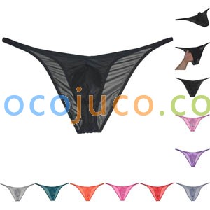 Men's Glass Yarn Underwear Organdy Pants Sheer Cheeky Briefs Slip Hombre Sissy Bikini Briefs