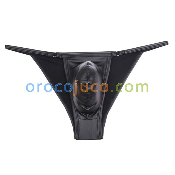 Men Iron Bikini Briefs Leather Like Sexy Pouch Underwear Mini Border Brief