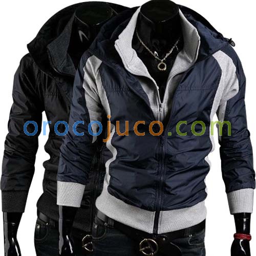 Men’s Stylish Slim Fit Jackets Coats Hoody Size XS~L 2 Color MU1007