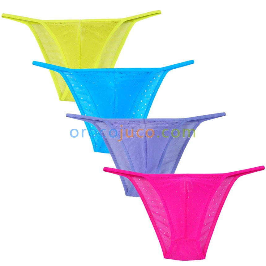 Sexy Men's Sheer Jacquard Lace Bikini Thong Underwear Mesh Belt Open Side T-Back MU241X
