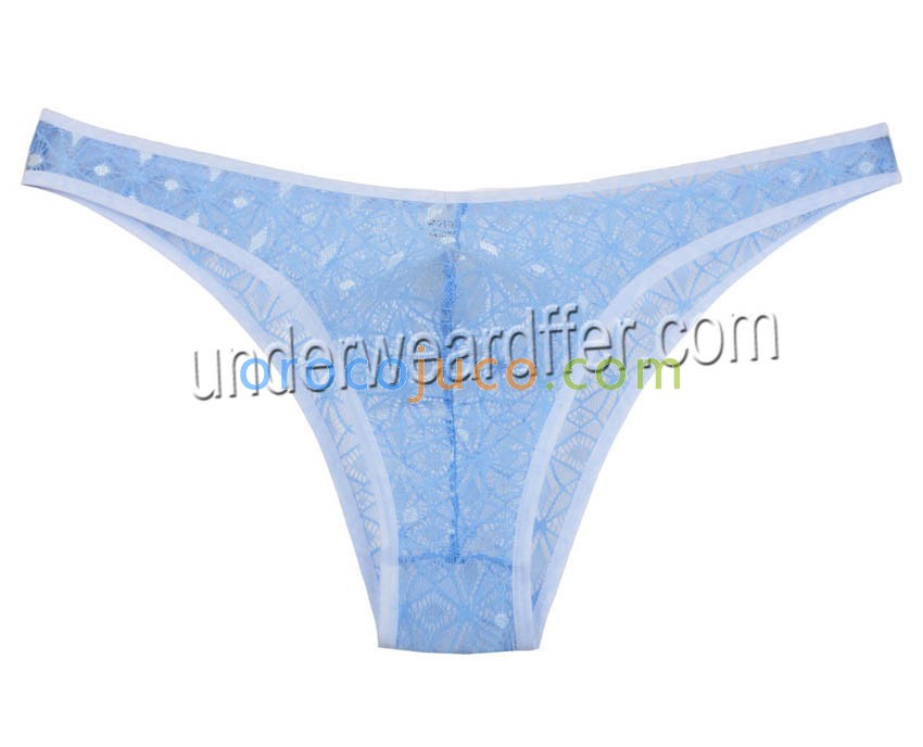 Men's Sheer Candy Colored Fun Lace Mini Briefs Underwear Soft Pouch Thong Briefs MU248X