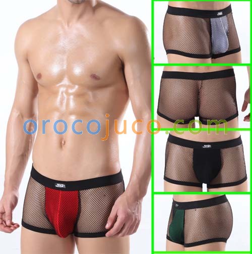 Mens Sexy See-through Big Mesh Underwear Shorts Boxer Brief MU320 M L XL