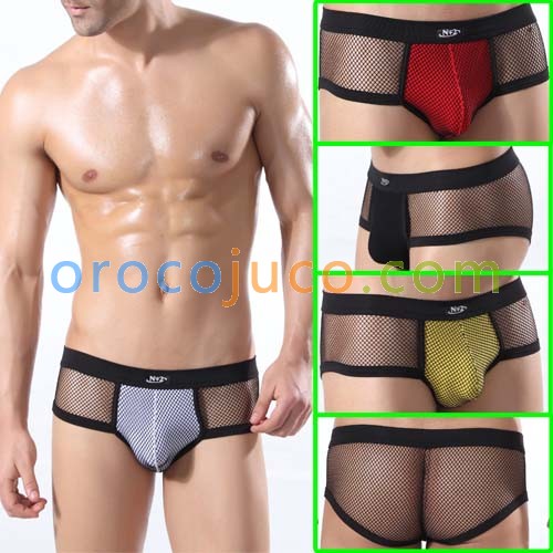 See-through Mens Sexy Big Mesh Underwear Shorts Brief MU321 M L XL