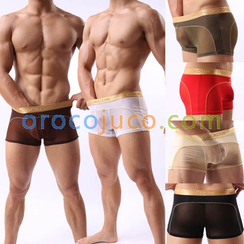 Sexy Men's Splice See Through Mesh Boxers Briefs Underwear Comfy Shorts Boxers M L XL 6 Colors For Choose MU360