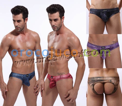 Sexy Men Soft Jeans Style Thong Underwear Back Empty Brief Pouch Backless Briefs Asia Size M L XL XXL 5 Colors For Choose MU368