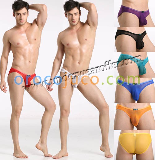 Sexy Men’s Sheer Mini Briefs Bulge Pouch Underwear See Through Mesh Bikini Briefs Size S M L 8 Colors For Choose MU884