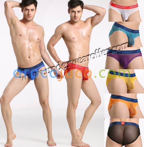 New Sexy Men’s See Through Mesh Bikinis Boxer Briefs Underwear Bulge Pouch Sheer Briefs Size S M L 8 Colors For Choose MU887