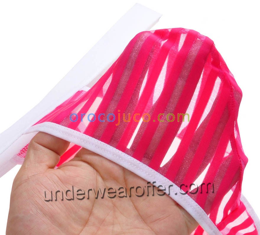 New Men's Mesh Striped Thong Spun Yarn Belt Micro Bikini Underwear Pouch T-Back G-String Mini Pants MU1966