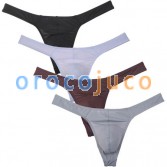 Men's Ice Silk Daily Thong Underwear Classics Convex Pouch T-back Bikini Shorts