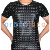 Plus Size Männer Leder wie T-shirt 3D Plaid PU nderwear Sport Kurze Muscle Shirt MUS404