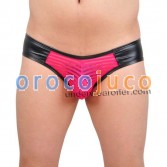 Sexy Mens Leather Like & Transparent Stripe Mesh Underwear Poucher Boxers Briefs MU910